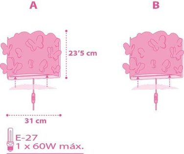 Дитячий настінний світильник Dalber, настінний світильник для дітей, Метелики, метелики