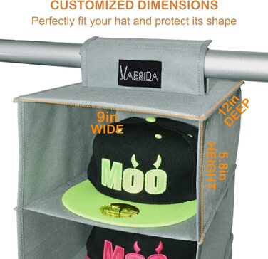 Органайзер для зберігання підвісної шафи VAESIDA - 10 полиць покращена версія підставка для капелюхів з захистом від пилу і бічною сіткою-кишені для зберігання-підставка для капелюхів і тримач для бейсболок (підставка для капелюхів)