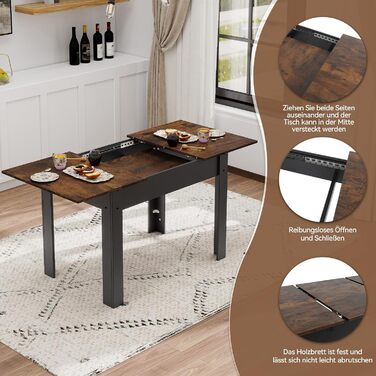 Розсувний обідній стіл Artethys 105/150x70 см - індустріальний стиль, для кухні, їдальні, вітальні