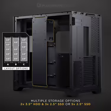 Корпус Magniumgear Neo Qube 2 IM ATX, подвійна камера, Digital-RGB, дзеркальна передня панель Infinity, скляні панелі, чорний