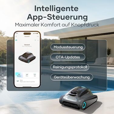 Робот-пилосос для басейну AIPER Scuba S1, очищення дна та стін, водолінія, ультраточний фільтр 3 мкм, акумулятор 180 хв, потужність 15900 л/год, керування через додаток, для вбудованих басейнів