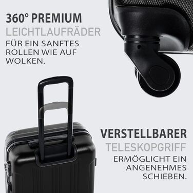 Набір дорожніх валіз FERGÉ QUÉBEC з ABS-пластику, 3 предмети (ручна поклажа, L, XL), чорний