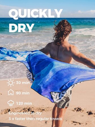 Пляжний рушник з мікрофібри OCOOPA, швидковисихаючий, великий 180x86 см, дуже великий 210x145 см, супер вбираючий, пляжні рушники та рушники для плавання без піску для чоловіків і жінок (Фіолетовий, М - 160x80 см)