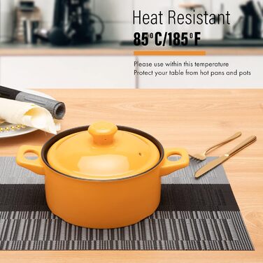 Підставки під тарілки Winknowl: плетений вініл, термоізоляція, набір 4 шт, чорний