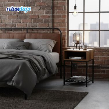 Приліжкова тумбочка Relaxdays Industrial з поличкою та ящиком