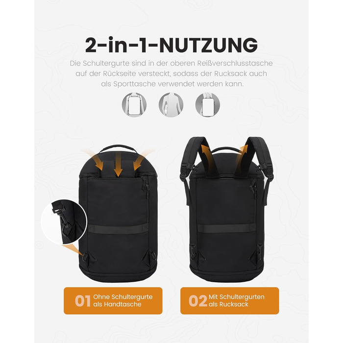 Спортивна сумка LOVEVOOK для чоловіків з відділенням для взуття, 65L, 52x45x28 см, Duffel Bag, для подорожей, Gym Bag, ручна поклажа, чорна