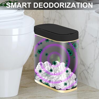 Автоматичний сміттєвий бак Schwarz 8L з сенсором, 8 літрів, чорний - для ванної кімнати, кухні, безшумний, герметичний, з датчиком