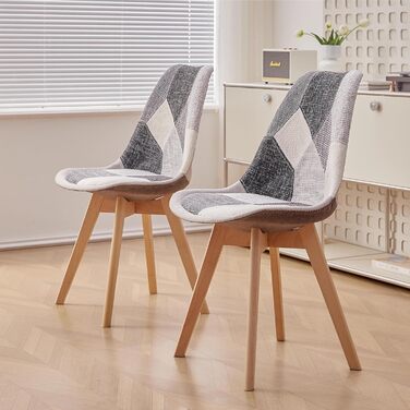 Обідні стільці GrandCA HOME, чорні з білим, 2 шт. - дерев'яні, ретро-дизайн, для кухні та офісу