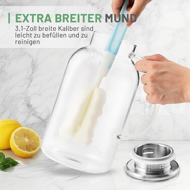 Скляна карафа SUSTEAS 2.0/2.5 л з кришкою для води, соку, кави, чаю та вина