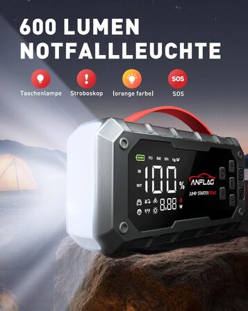 Powerbank для автомобіля ANFLAG 7000A з компресором 160PSI, 26800mAh, підтримка бензинових та дизельних двигунів (до 14.0L), PD65W, LED-ліхтар