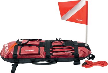 Дайвінг-буй Cressi з прапором для дайвінгу-ідеально підходить для дайвінгу / апное / підводного полювання /підводного плавання (сигнальний поплавок, флуоресцентний червоний / білий / чорний)