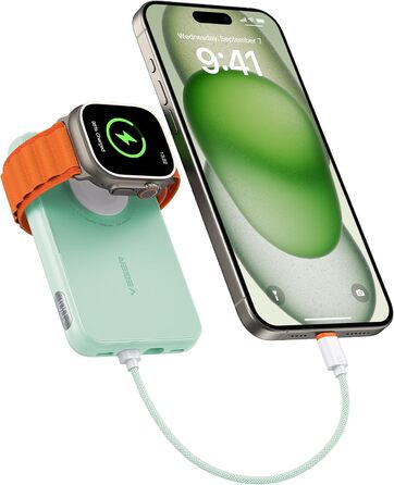 Вт PD, 10000 мАг, з функцією зарядки від Apple Cable & Watch, 2 шт. USB-C, LED-дисплей, 20