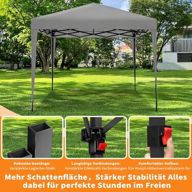 Павільйон 3x3 з 4 стінками, розкладний, стабільний, з сумкою для перенесення, зимостійкий, захист від сонця UV 50+, регульована висота, для вечірок, саду, відпочинку на природі, сірий