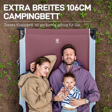 Розкладне кемпінгове ліжко EVER ADVANCED XXL (214x106 см), посилене, витримує до 300 кг, для відпочинку на природі, вдома та в саду (Червоне)