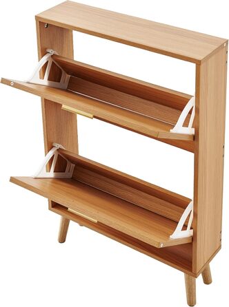 Вузька шафа для взуття VEVOR, полиця для взуття з дерева, 600 x 168 x 877 мм, з 2 відкидними дверцятами та верхньою полицею для зберігання, 36,28 кг, для прихожого, масивне дерево