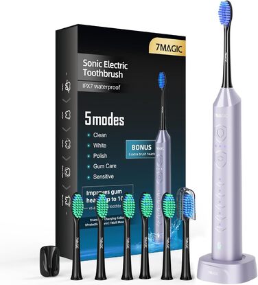 Електрична звукова зубна щітка Ritter з 5 режимами, 40000 VPM, IPX7, акумулятор 90 днів, таймер, блакитна