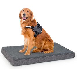 Ортопедичне ліжко для собак Vamcheer велика подушка для собак з ефектом пам'яті знімна, пухнастий килимок для собак для собачого дивана будиночок для собак,Сірий (XXL 120X74X10 см) (Розмір L 89x56x8)