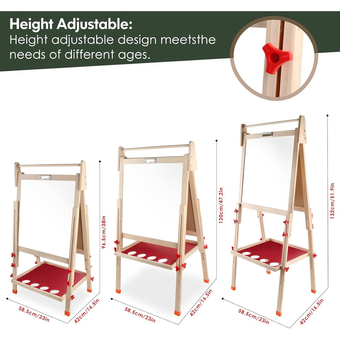 Дитяча дошка-мольберт Kramow з двома сторонами та магнітною поверхнею. Ідеальний подарунок для творчості та навчання дітей від 3 років