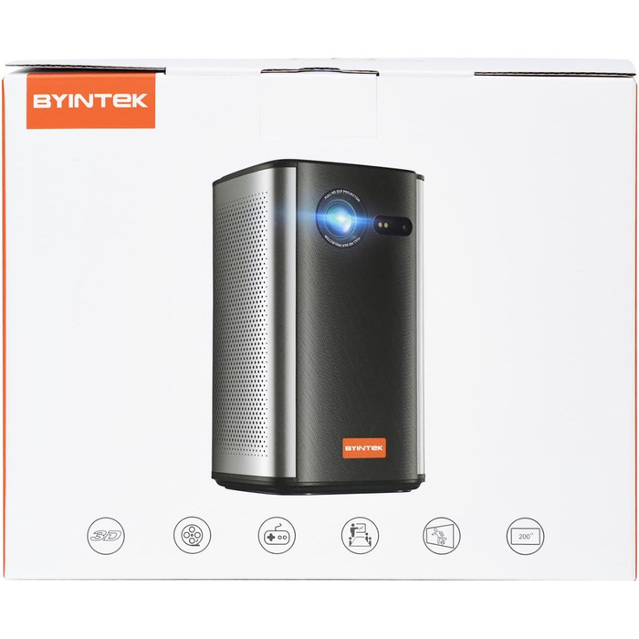 BYINTEK P70 Mini 3D проектор: портативний LED проектор з Wi-Fi, Android 9.0, підтримка 1080P/4K, акумулятор, сумка та штатив (сірий)