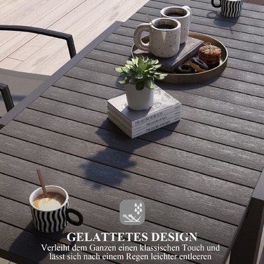 Зовнішній стіл для саду, стійкий до погодних умов, 162 x 80 x 75 см, сірий