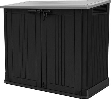 Keter Store it Out Nova пластиковий сарай для саду, 132x71,5x113,5 см, 880 л, темно-сірий, для 2x120 л сміттєвих баків, вуличний, водостійкий, з можливістю замикання