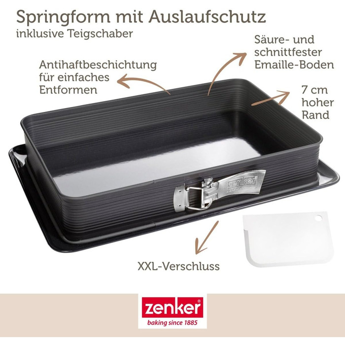 Форма для випічки Zenker прямокутна з кришкою DELUXE, коробка для транспортування тортів з емальованим дном, дека для випічки з кришкою (Чорний/Прозорий/Червоний), 1 шт.