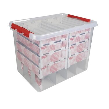 Ящик для прикрас Sunware Q-line 72L, прозорий, з вставкою для 128 кульок