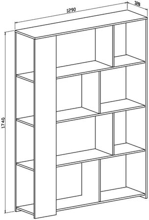 Окремо стояча книжкова шафа lukmebel SORO для вітальні та спальні Елегантна та міцна конструкція Ламінована панель 129x174x33 см Біло-бетонна