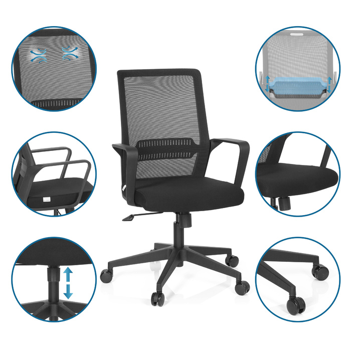 Офісне крісло / поворотне крісло PRESTON Mesh Black hjh ОФІС