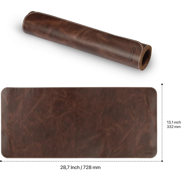 Килимок для миші Londo Echtleder з натуральної шкіри, великий, з антиковзною основою, коричневий