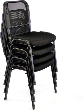 Набір з 8 офісних крісел Nexos Trading для конференцій та відвідувачів, чорні, з м'яким сидінням, стекуються, 52,5 x 45 x 80 см, металевий каркас