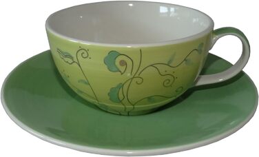 Чай AMA-Feinkost для одного набору Гоа виготовлений з кераміки, розписаний вручну унікальний виріб із золотим напиленням, насичених зелених тонів з тонким прикрасою з вусика, ідеально підходить для однієї людини (Чай для одного набору)