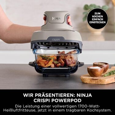 Ninja CRISPi Airfryer - фритюрниця без олії, 3.8 л, 4-в-1, 1700 В, FN101EUSTGD (Stone)