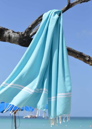 Рушник для хамаму ZusenZomer XXL SOUSSE 100x190 см-рушник для хамаму Фута пестемаль, пляжний рушник для сауни, великий і тонкий-100 високоякісний бавовняний рушник для хамаму (аква (синій))