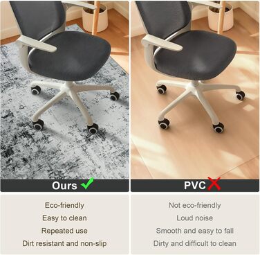 Килимок під стілець для твердої підлоги: захист від подряпин, антиковзання, 120x150 см, чорно-сірий