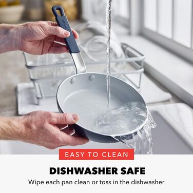 Набір сковорідок GreenPan x Bobby Flay, 20.3 см та 25.4 см, з антипригарним покриттям, без PFAS, діамантова кераміка, для індукційних плит, з силіконовою ручкою, легко миються, придатні для миття в посудомийній машині, блакитний Оксфорд