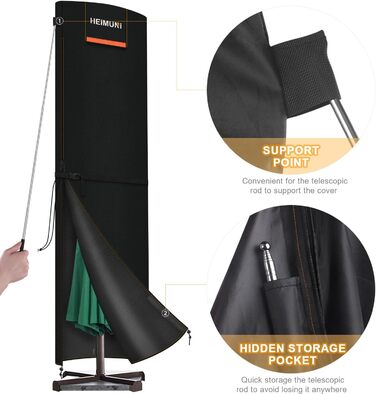 Чохол для парасольки від сонця, захисний чохол для парасольки, 3-5 м, великий розмір, захист від погодних умов, UV, вітру та снігу, 295x80/80 см