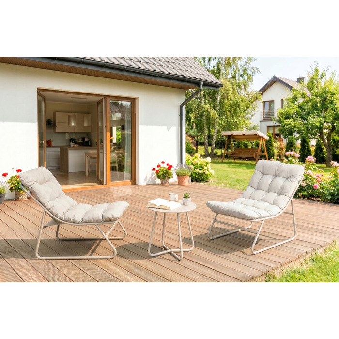 Комплект садових меблів MEBEL ELITE, тканина, бежевий, 3 предмети