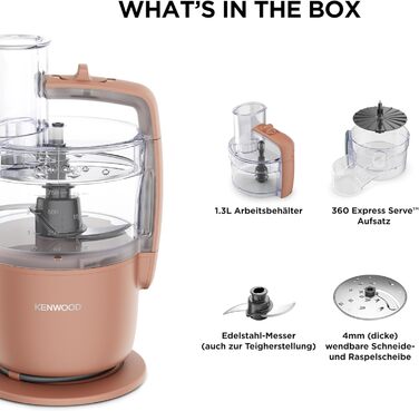 Кухонний комбайн Kenwood MultiPro Go FDP22.130GY: компактний, 650 Вт, 1.3 л, для нарізки, натирання, пюрування та замішування тіста, блакитний (Express Serve)