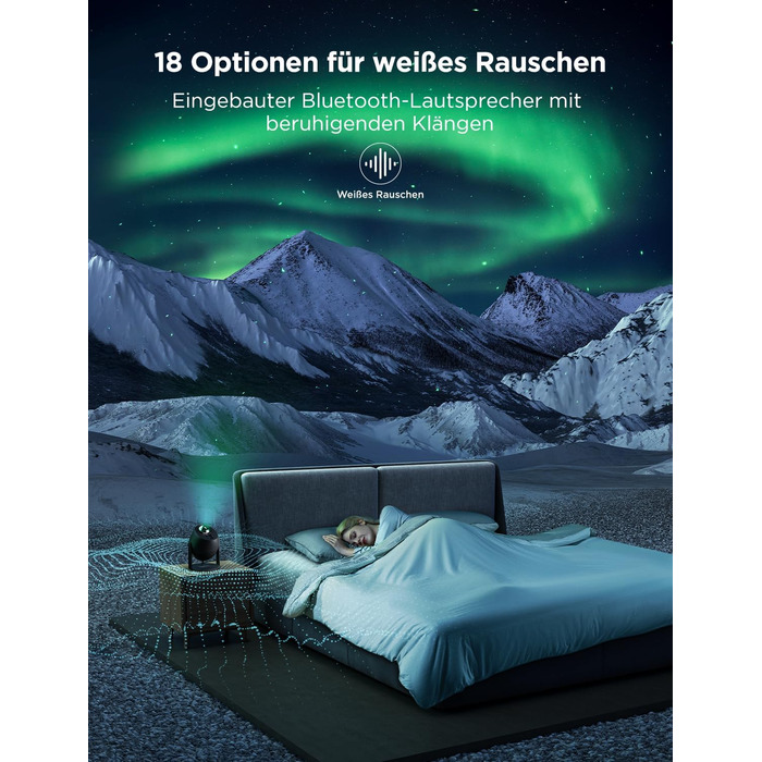 Проєктор зоряного неба Govee RGBW Aurora: Лампа, 52 сцени, таймер, 18 шумів, сумісність з Alexa Matter, для дитячої кімнати та спальні