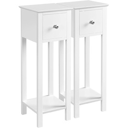 Нічний столик Yaheetech (2 шт.) з шухлядою та полицею, білий - для вітальні та спальні