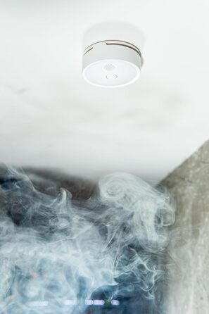 Датчик диму Shelly Plus Smoke - бездротовий, з фотоелектричним сенсором, EN 14604, 5 років роботи від батареї, LED-індикація, сумісність з Alexa та Google Assistant, без хабу