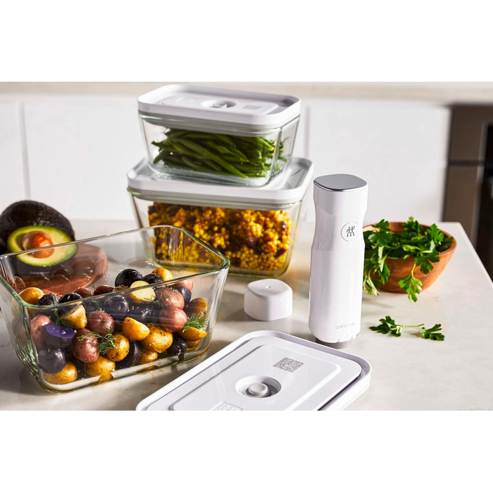 Набір контейнерів для вакуумної упаковки Zwilling Fresh & Save S/M/L (3 шт.), скло, білий