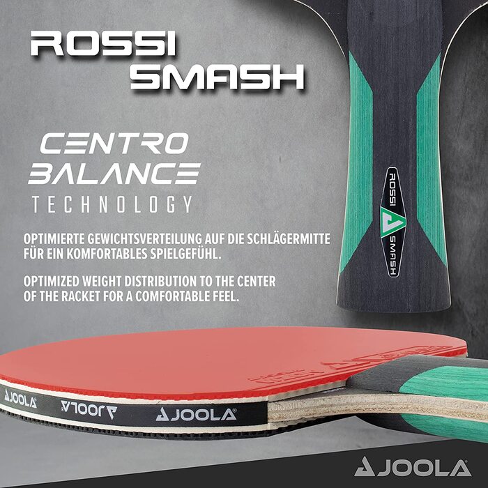 Набір для настільного тенісу Joola 53135 ракетки для настільного тенісу ROSSKOPF Smash, включаючи 2 м'ячі для настільного тенісу з сертифікатом ITTF, губку 1,8 мм і чохол для ракетки для настільного тенісу 80505, подвійний кишеньковий, чорний/червоний, 28