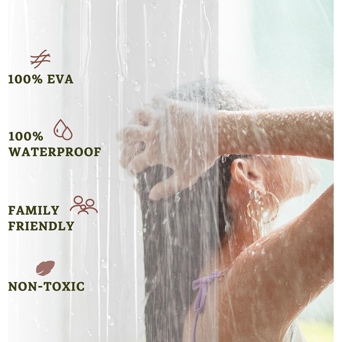 Душовий завіс Barossa Design Extra - міцний, прозорий, з магнітами, 182.9 x 182.9 см