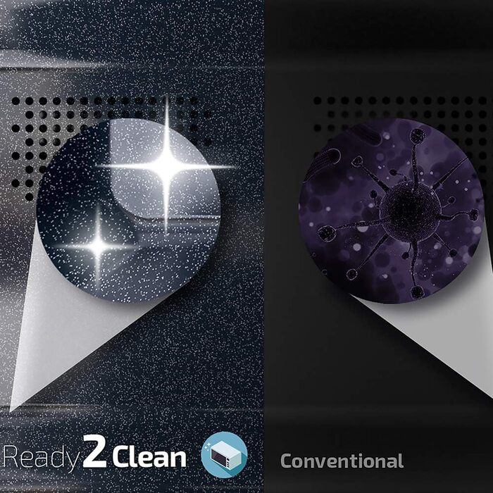 Мікрохвильова піч Cecotec Pro Clean 6110, 23 л, 800 Вт, гриль 1000 Вт, 8 програм, Ready 2 Clean, 3D Wave, чорна/срібляста нержавійка