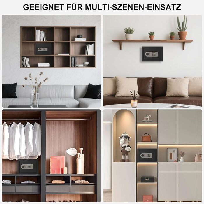 Сейф Diyife 16L з цифровим замком, сигналізацією та підсвіткою. Меблевий сейф з висувною полицею, з міцної сталі SPCC, 35x25x25 см, 2 ключі. Для дому, офісу, готелю.