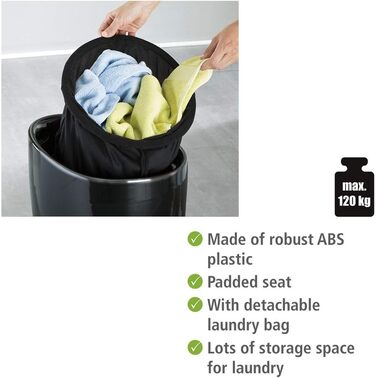 Wenko табурет для ванної кімнати Candy чорний з місцем для зберігання, 20л, ABS-пластик