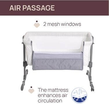 Ліжко-гойдалка Chicco Next2Me Essential для новонароджених, біле. Регульована висота, дихаюча тканина, матрац та сумка в комплекті, 0-6 місяців.