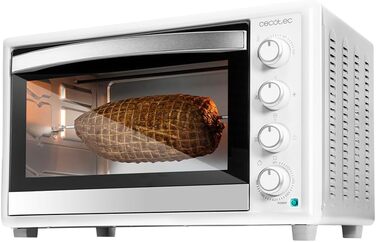 Конвекційна піч Cecotec 46L Bake&Toast 4600 White Gyro: 2000 Вт, 12 функцій, внутрішнє освітлення, регулювання температури до 230°C, подвійне скло, з поворотним шампуром